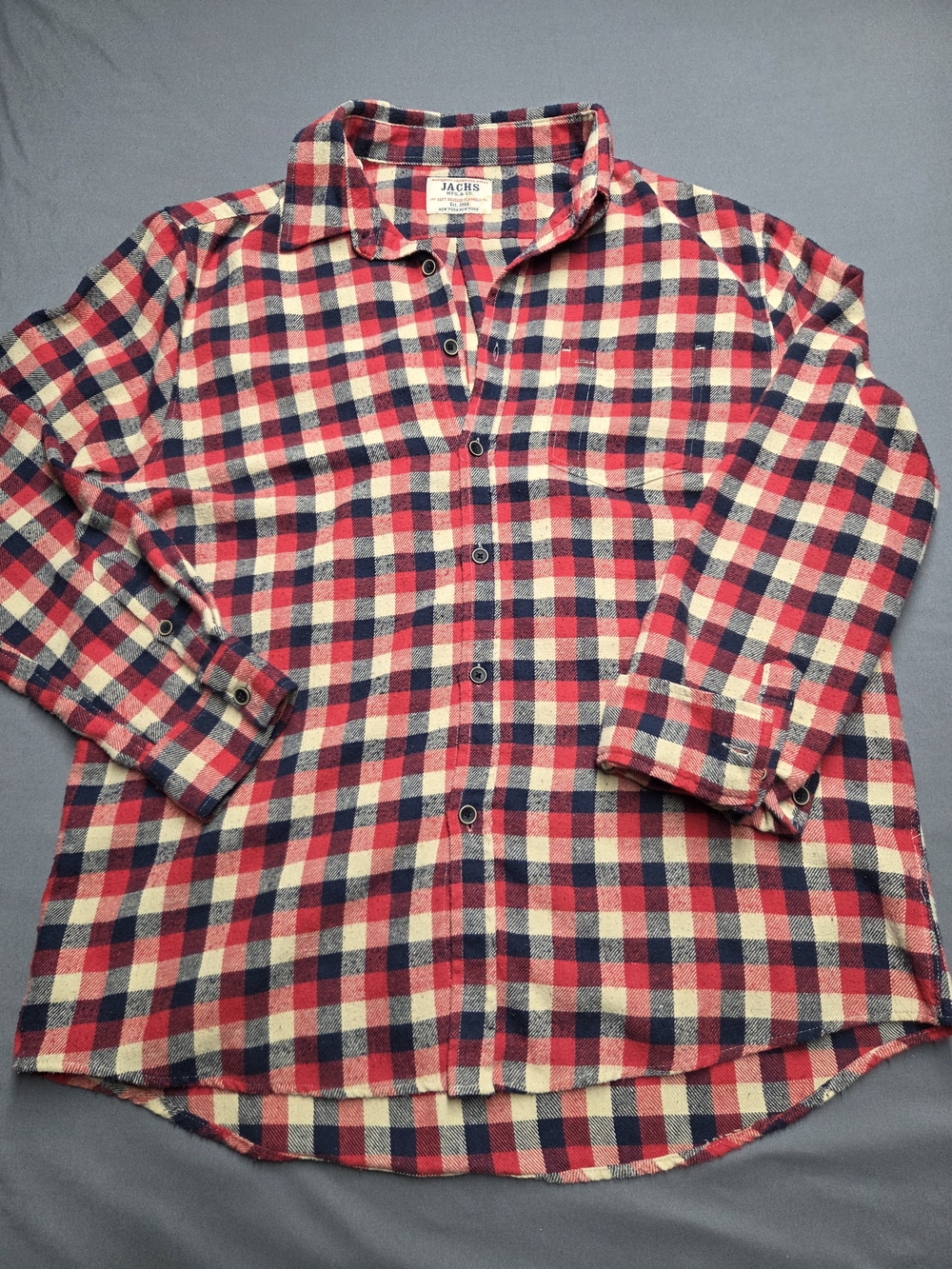 JACHS NY Men's Soft Brushed Flannel Plaid Button Down Long Sleeve Shirt XL
